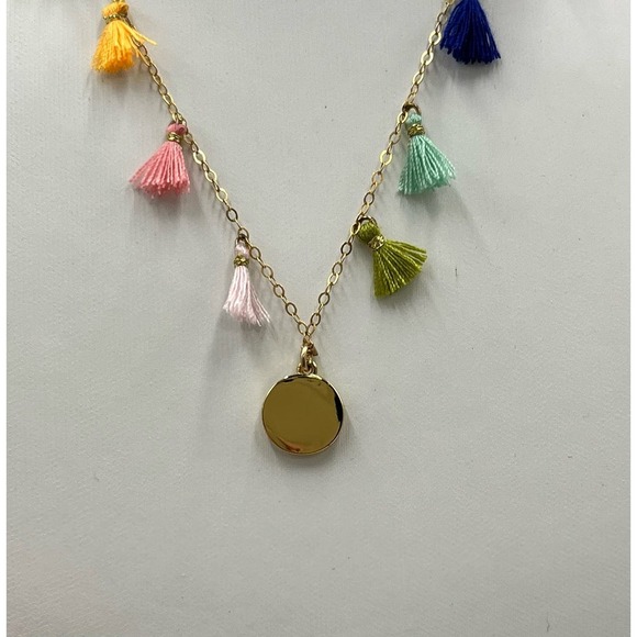 Molly Phillips Multicolor Fringe‎ Tassel Initial K Gold Tone Necklace - Picture 10 of 15